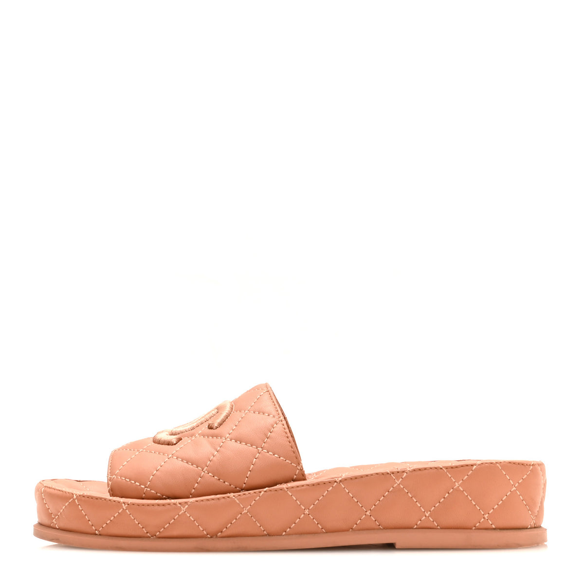 Chanel Lambskin Quilted CC Mules Sandals 37 Brown 1 of 9