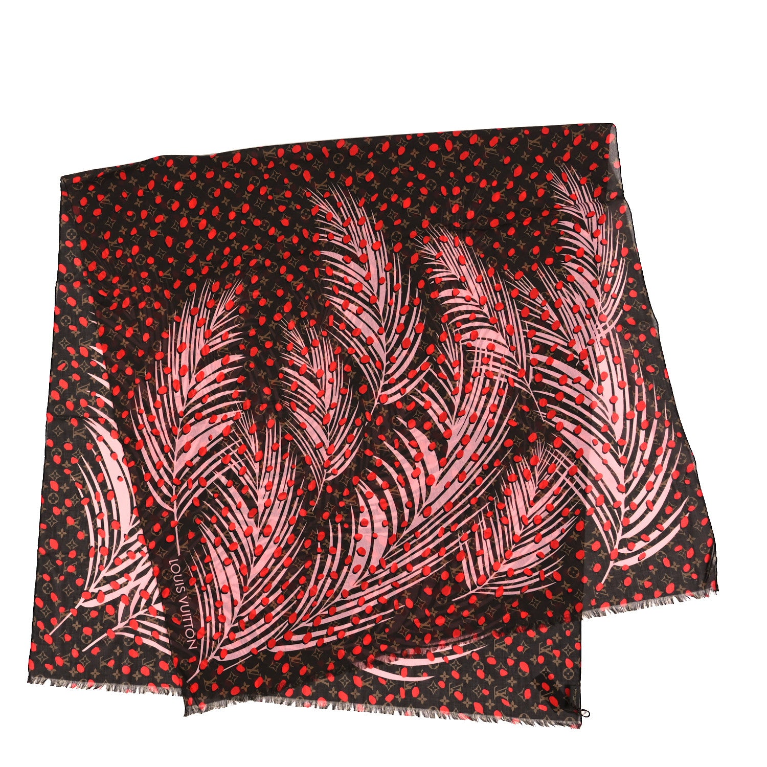 Louis Vuitton Cotton Monogram Jungle Dots Scarf Sugar Pink Poppy 2 of 4