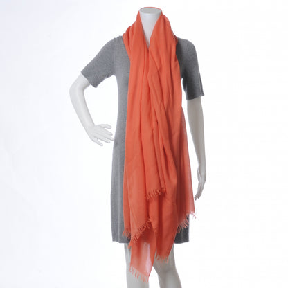 Hermes Cashmere Wool Fringe Scarf Coral 3 of 6