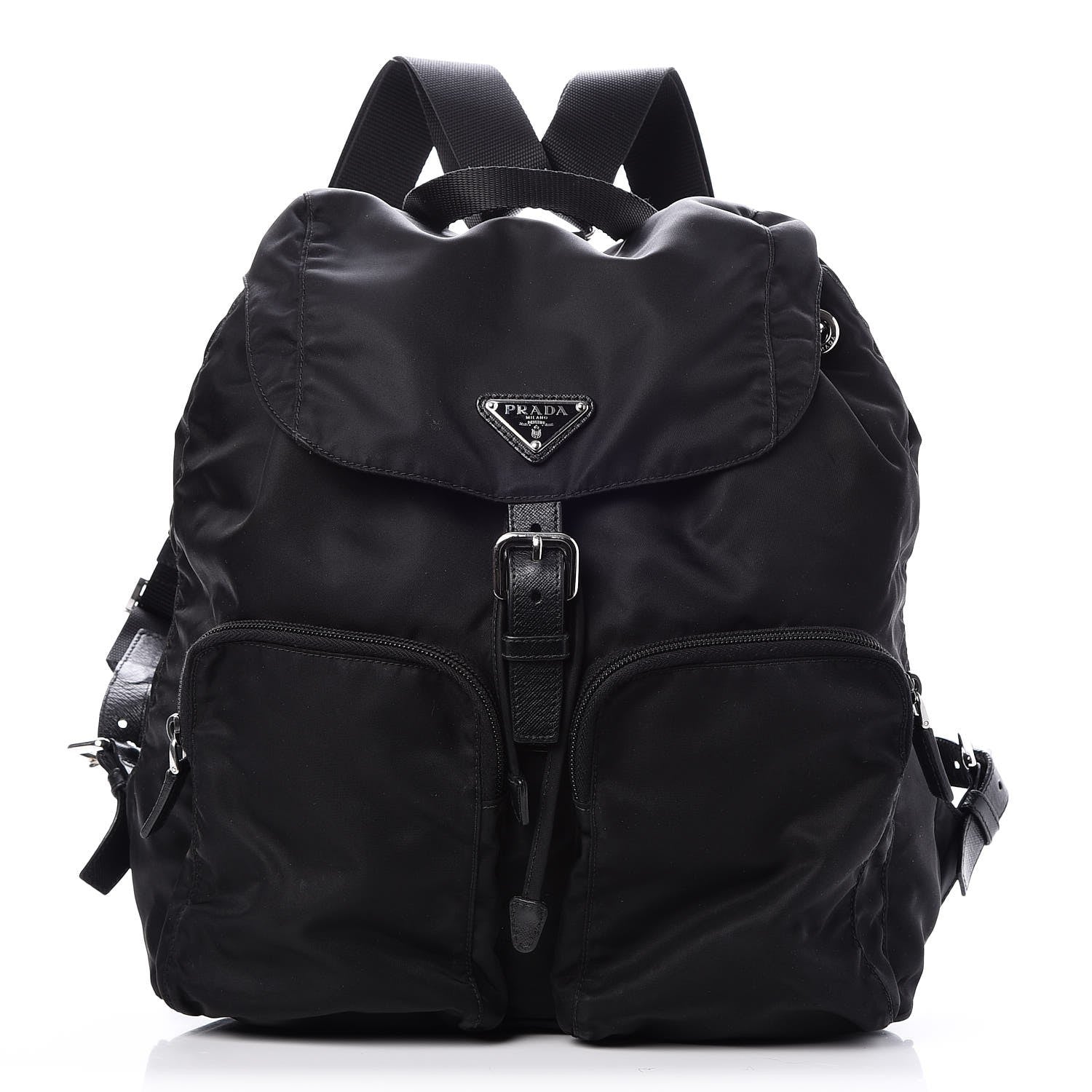 Prada Tessuto Nylon Saffiano Vela Backpack Black 1 of 8