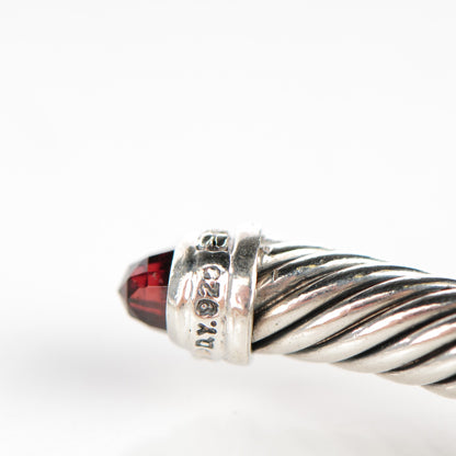 David Yurman Sterling Silver Garnet Diamond 5mm Cable Classics Bracelet 5 of 5