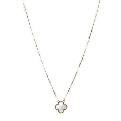 Van Cleef & Arpels 18K Yellow Gold Mother of Pearl Vintage Alhambra Pendant Necklace 1 of 6