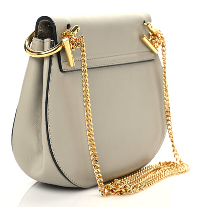 Chloe Grained Calfskin Lambskin Mini Bi-Color Drew Shoulder Bag Black Powder Beige 3 of 8