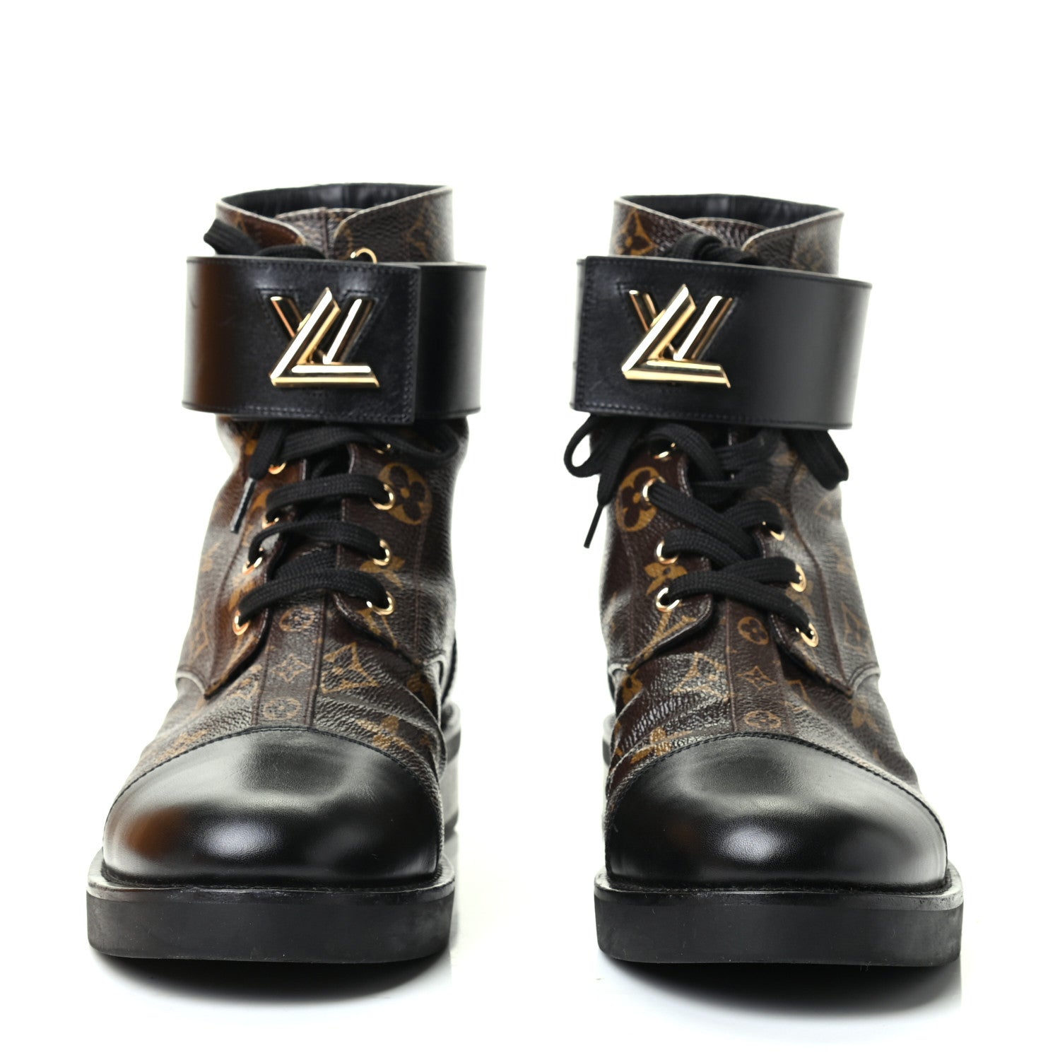 Louis Vuitton Monogram Calfskin Wonderland Flat Ranger Boots 40 Black 3 of 9