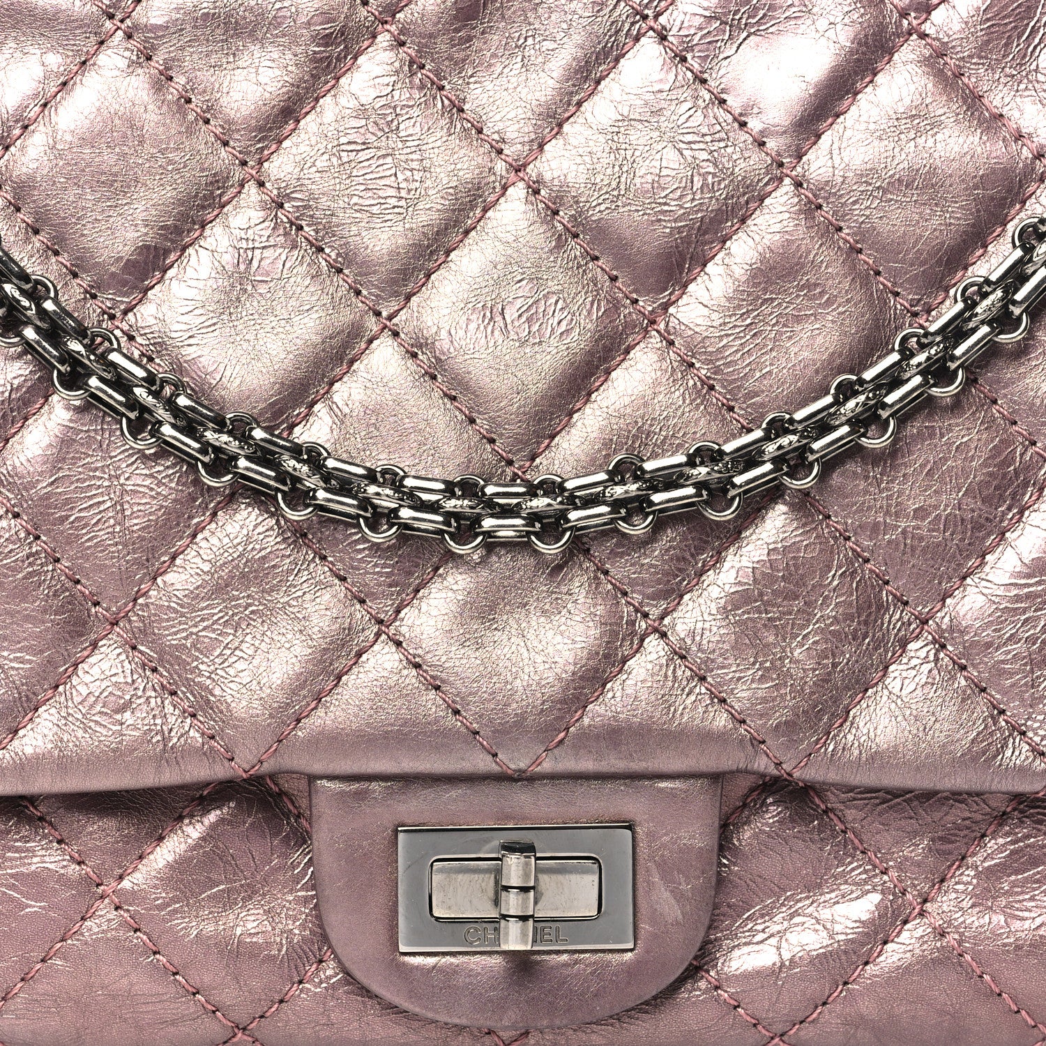 Chanel Metallic Aged Calfskin Quilted 2.55 Reissue 226 Flap Rose Fonce 8 of 11