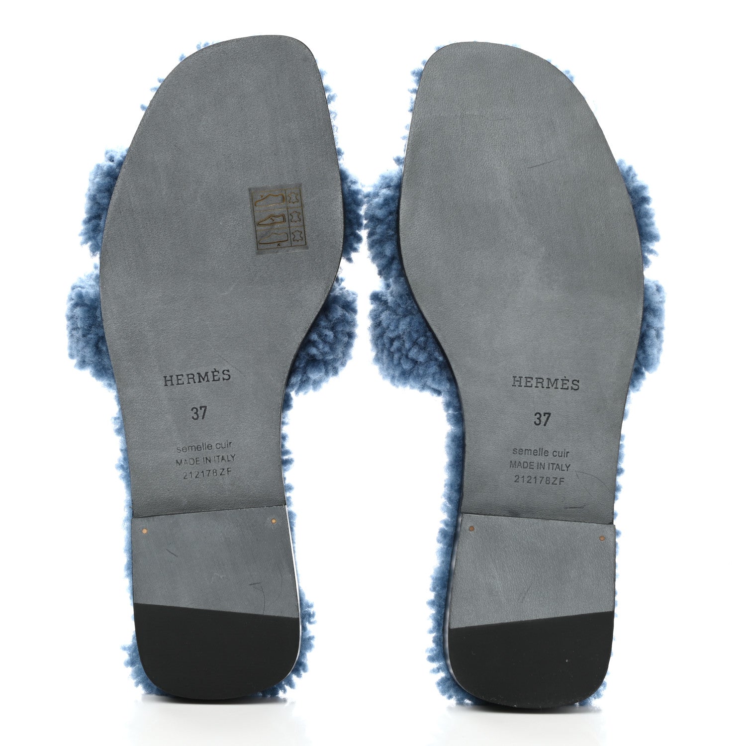 Hermes Woolskin Oran Sandals 37 Bleu 5 of 8