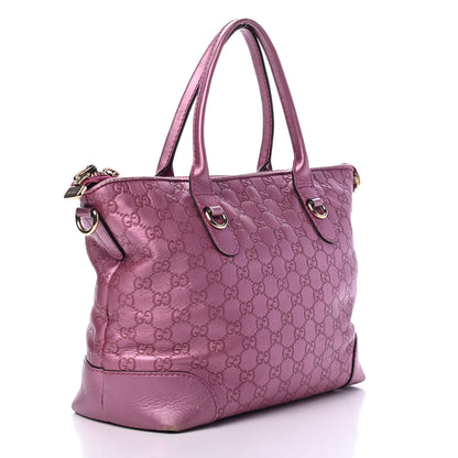 Gucci Metallic Soft Guccissima Heart Bit Charm Top Handle Tote Fresia Rose 2 of 6