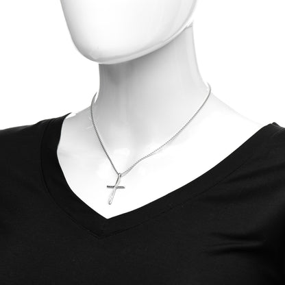 David Yurman Sterling Silver 14K White Gold Diamond 35mm Crossover Cross Necklace 2 of 6