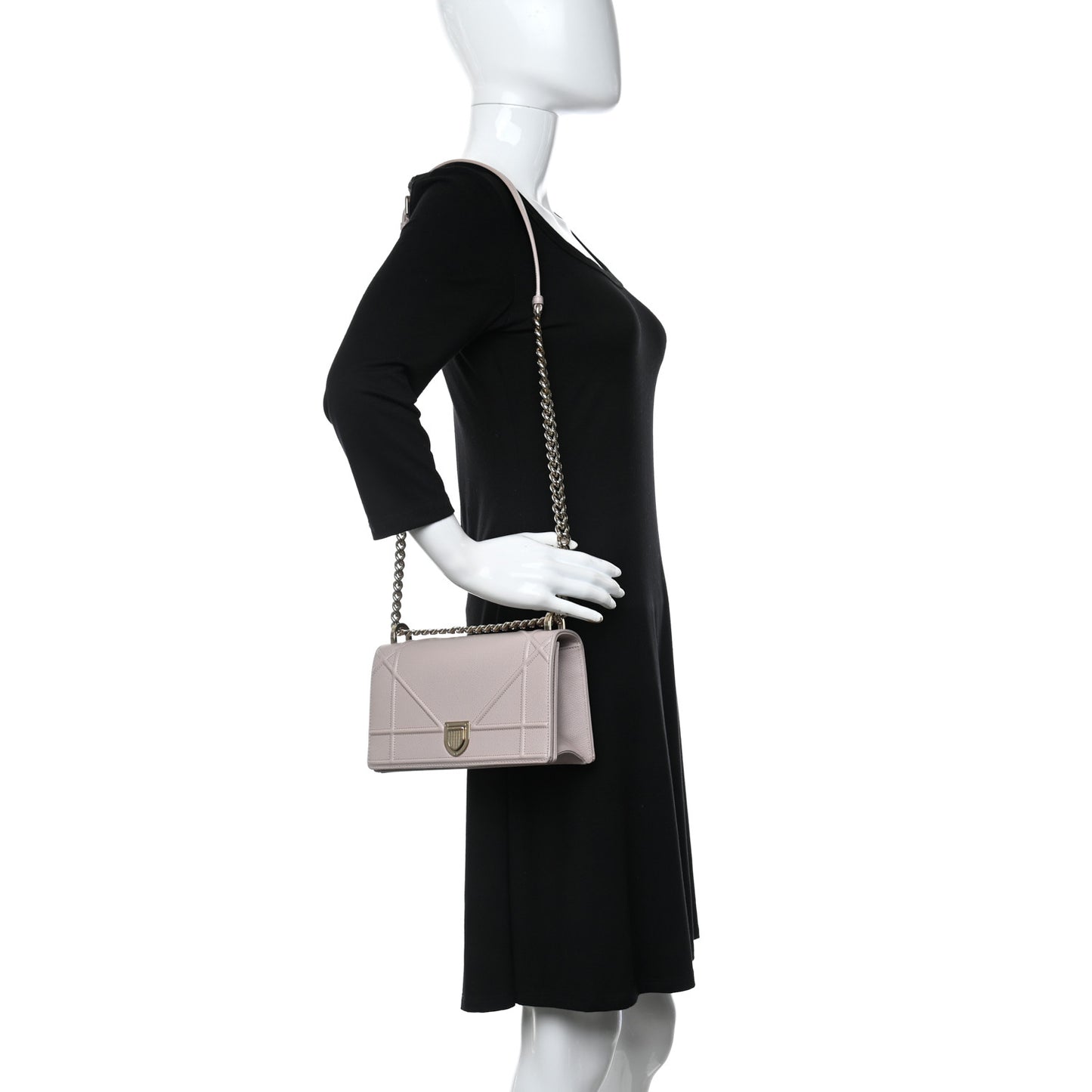 Grained Calfskin Small Diorama Flap Bag Rose Poudre