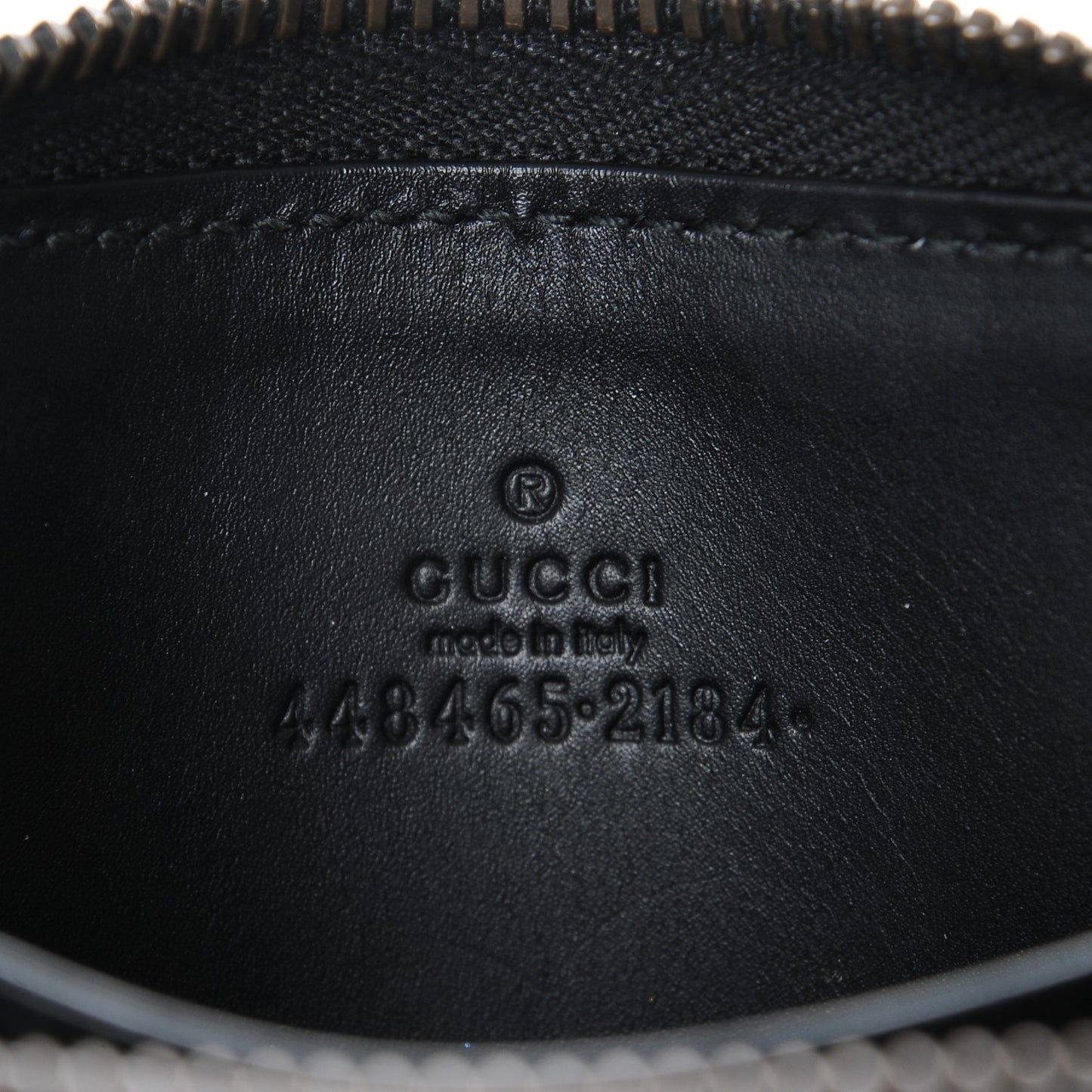 Calfskin GucciGhost Zip Around Card Case Black New Acquamarine