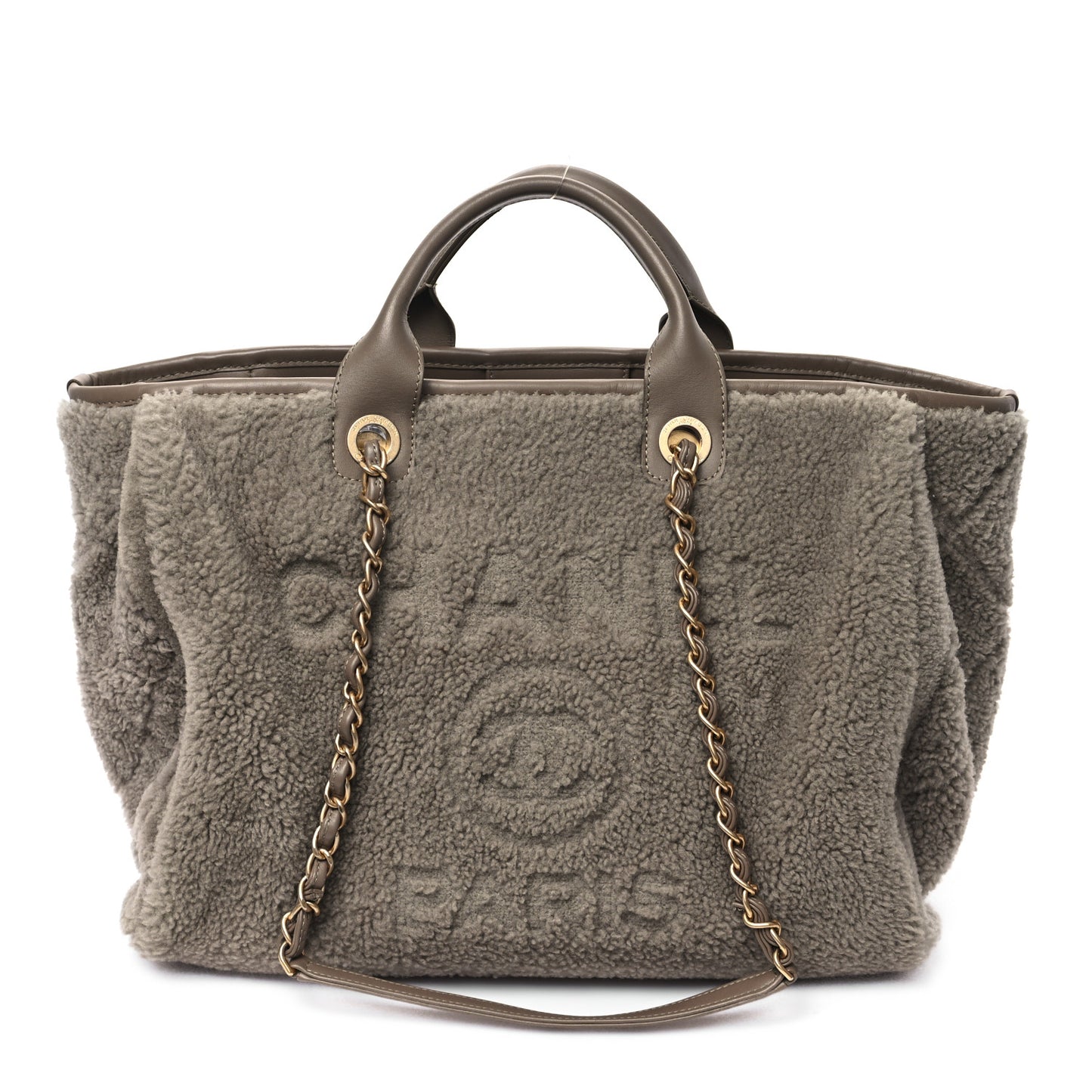 Shearling Lambskin Medium Deauville Tote Brown