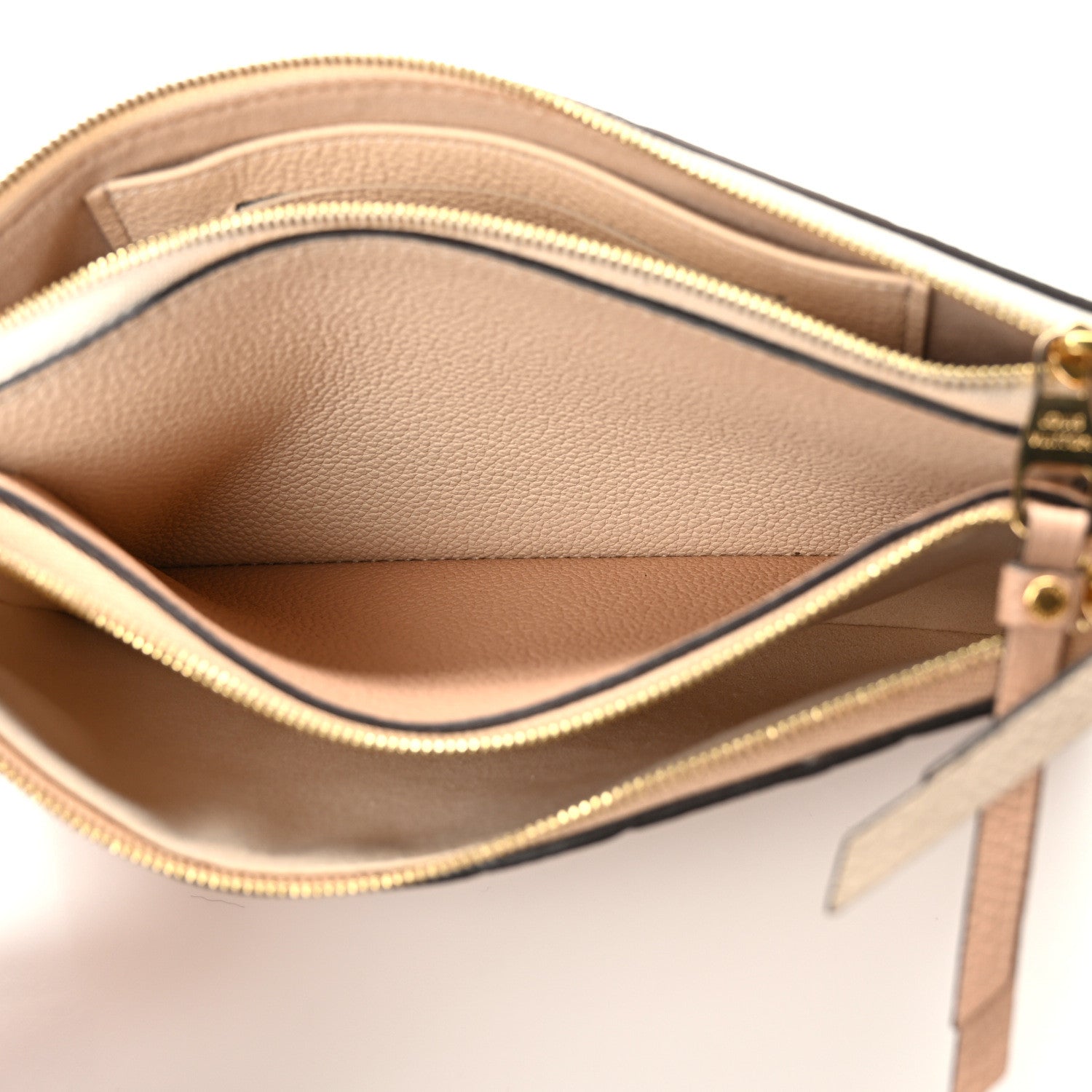 Louis Vuitton Empreinte Double Zip Pochette Beige Rose Creme 6 of 13