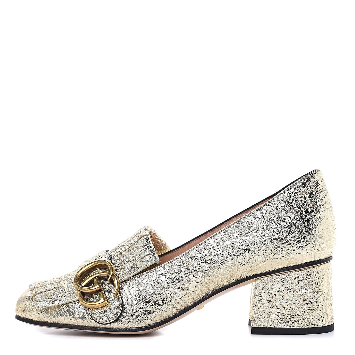 Galassia GG Marmont Fringe 50mm Loafer Pumps 36 Platino