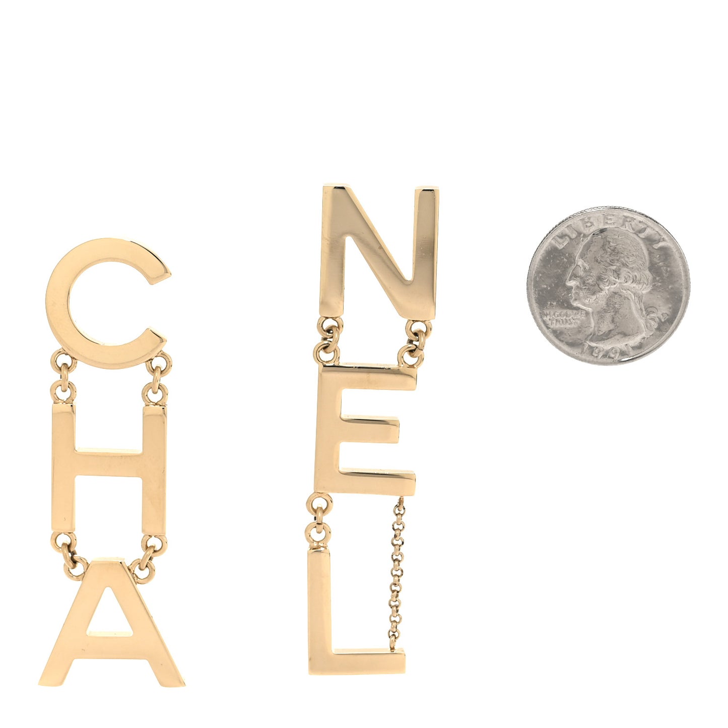 Metal Cha-Nel Logo Drop Earrings