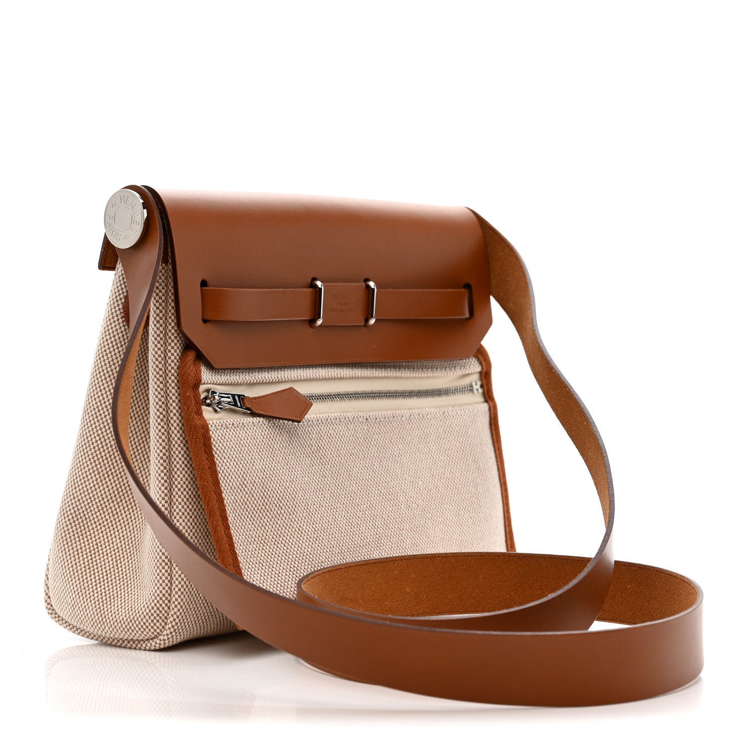 Hermes H Viking Vache Hunter Herbag Zip Retourne 20 Ecru Beige Fauve 3 of 11