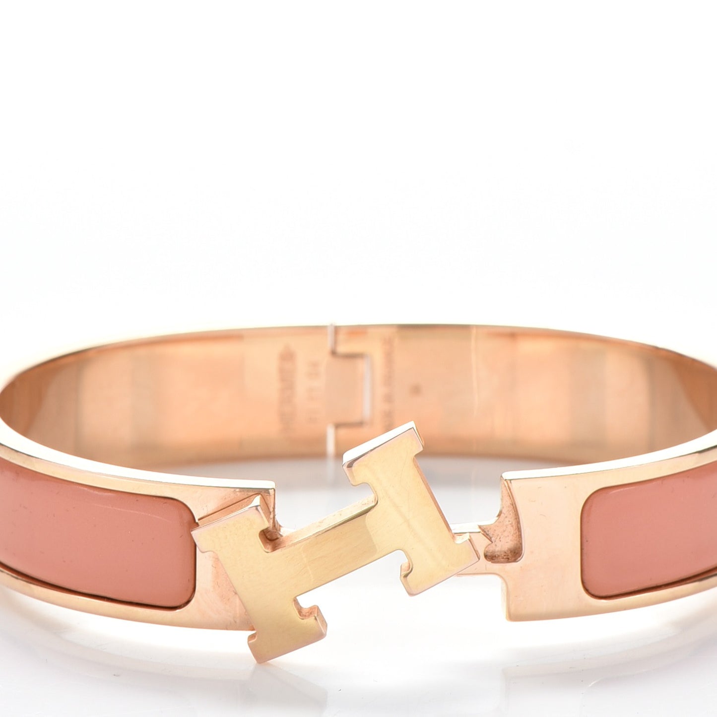 Narrow Enamel Clic Clac H Bracelet PM Rose Poudre