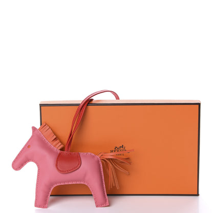 Hermes Milo Lambskin Grigri Rodeo Horse Bag Charm MM Rose Azalee Orange Poppy Rose Indien 4 of 4