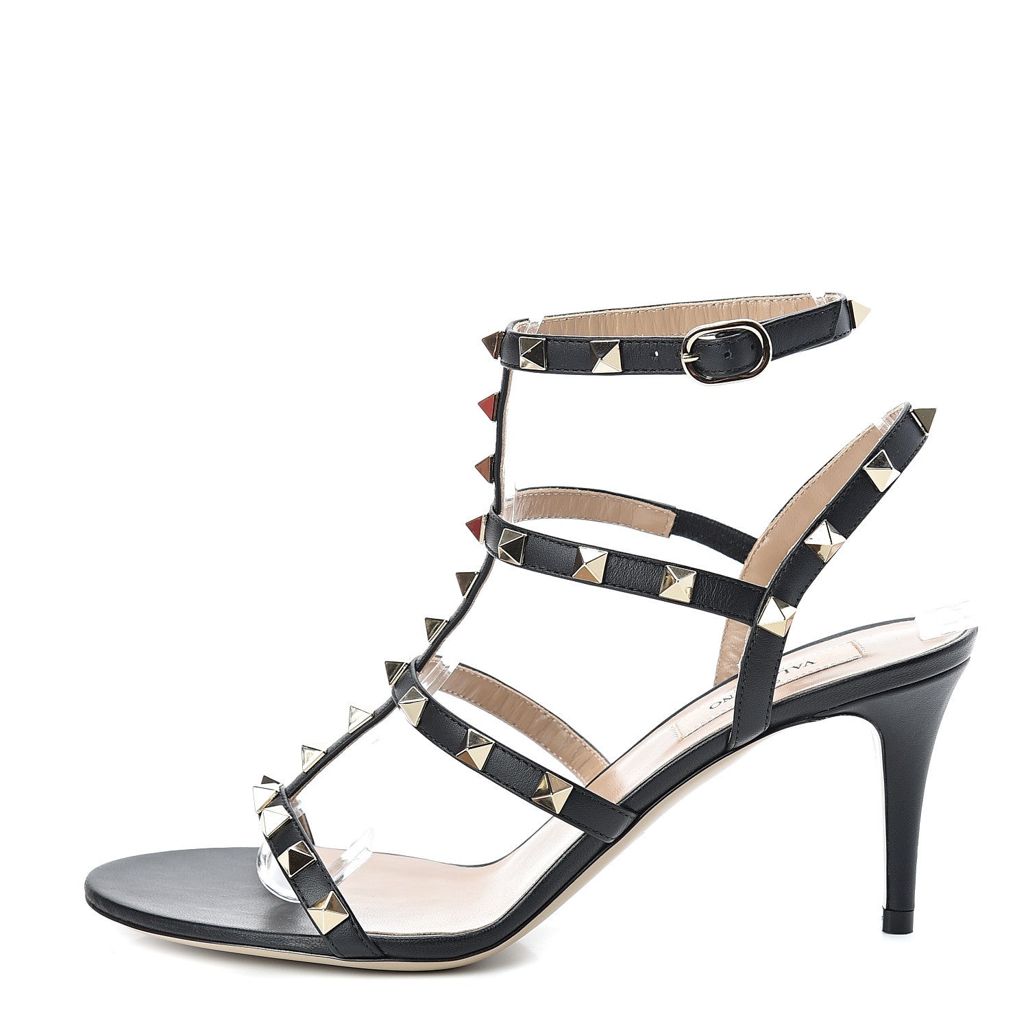 Valentino Garavani Nappa Rockstud Gladiator 70mm Sandals 37.5 Black 1 of 8