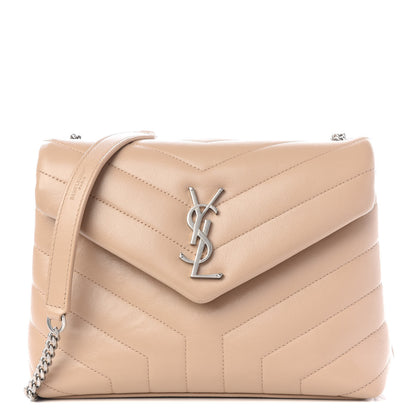 Saint Laurent Calfskin Y Quilted Monogram Small Loulou Chain Satchel Nude Powder 1 of 11