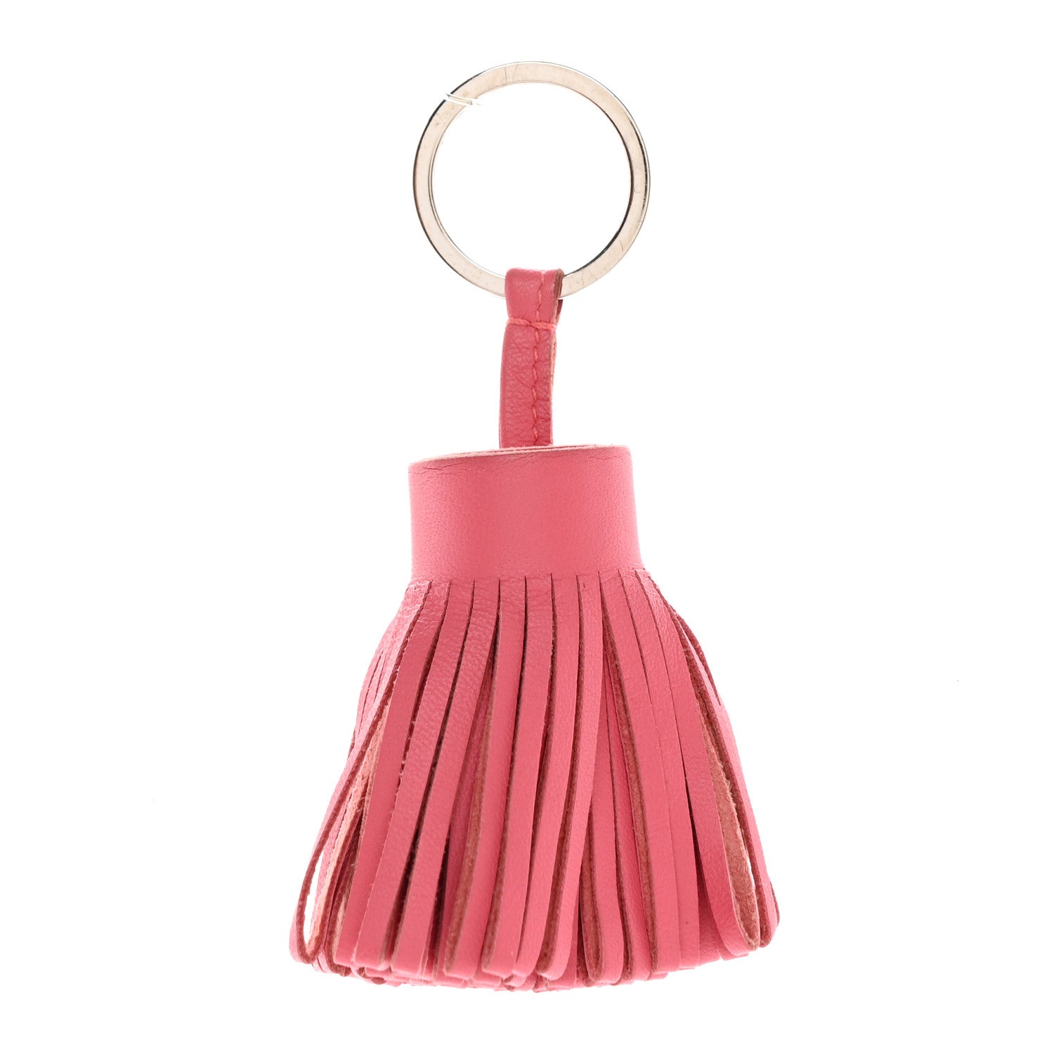 Hermes Lambskin Carmen Tassel Key Holder Rose Azalee 1 of 6