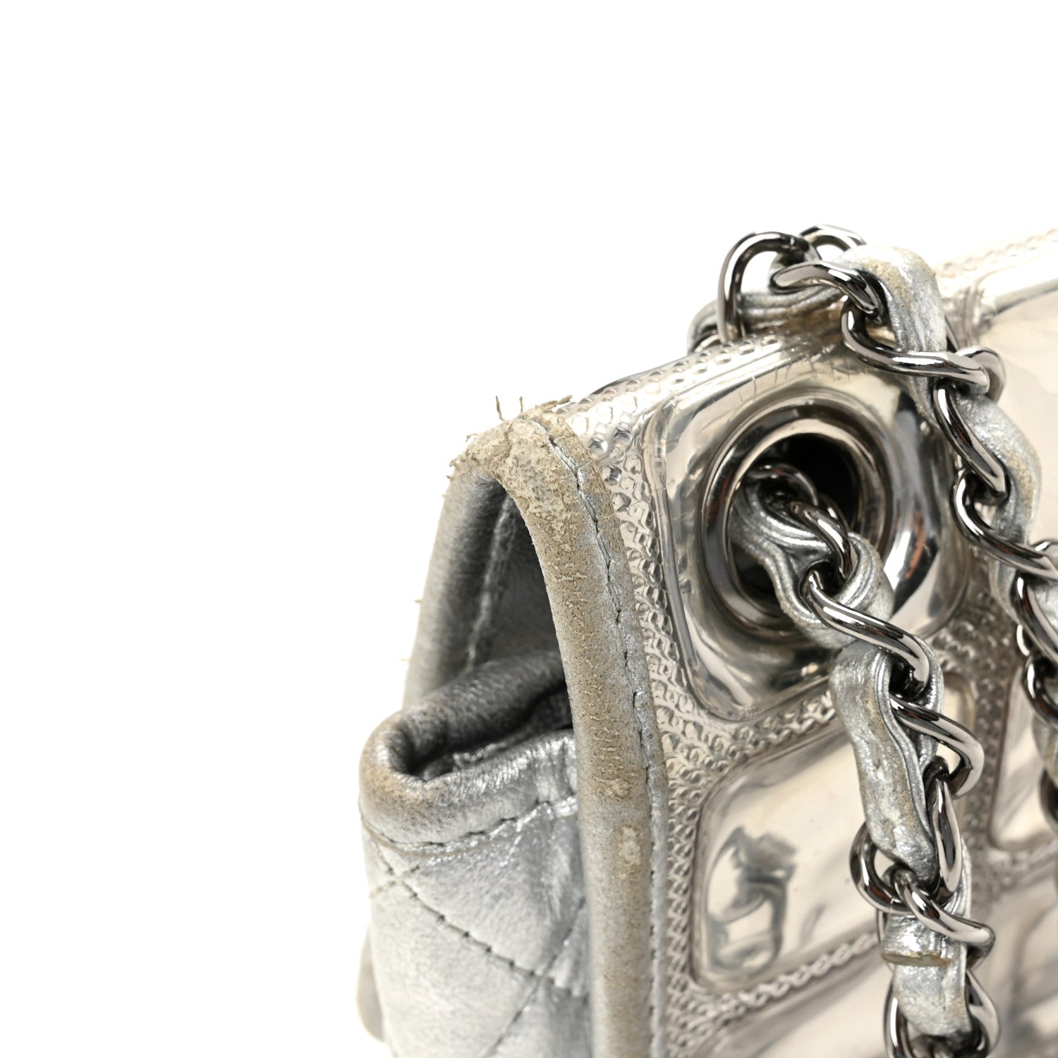 Chanel Vinyl Large Ice Cube Flap Silver 12 of 16