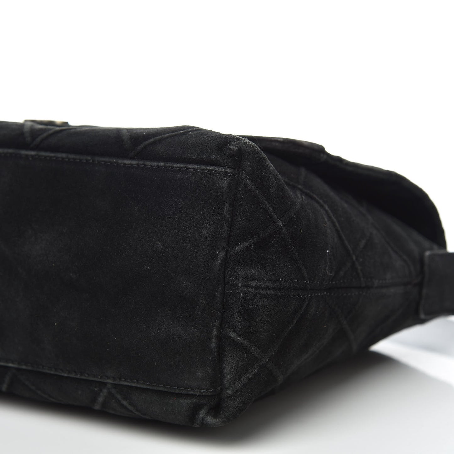 Suede Quilted Flap Shoulder Bag Black