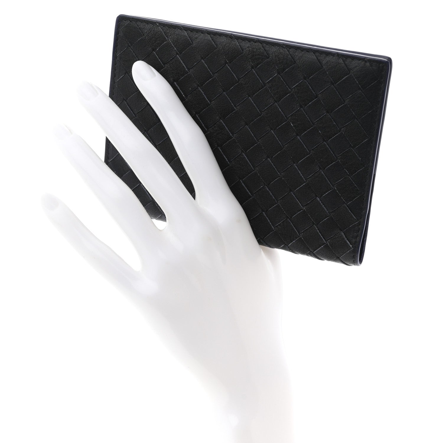 Bottega Veneta Nappa Intrecciato Passport Case Navy Blue 1845502