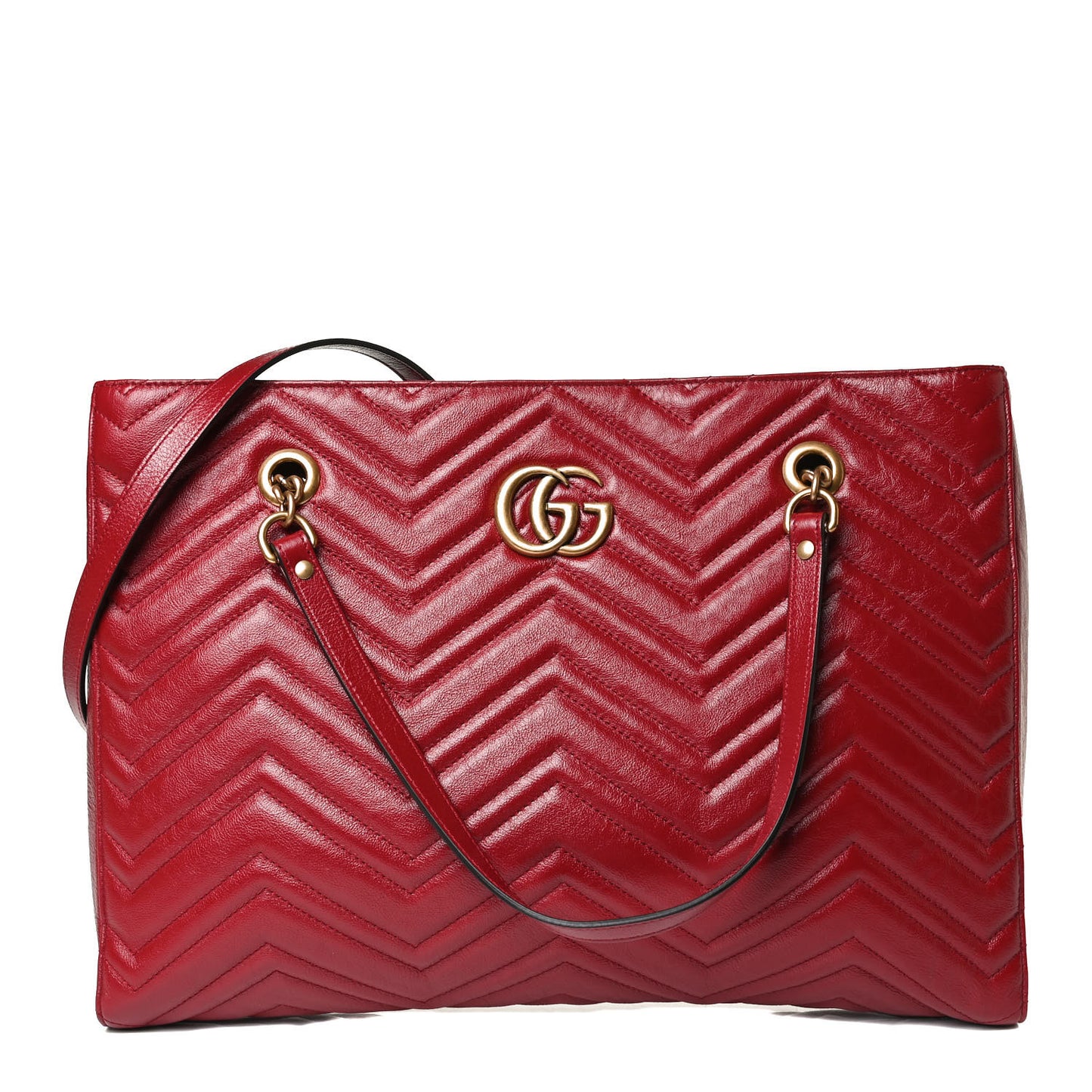 Azalea Calfskin Matelasse Medium GG Marmont Slim Tote Romantic Cerise