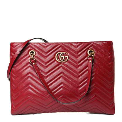 Gucci Azalea Calfskin Matelasse Medium GG Marmont Slim Tote Romantic Cerise 1 of 11