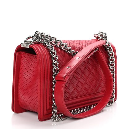 Chanel Perforated Lambskin Quilted Medium Boy Flap Red 3 of 10