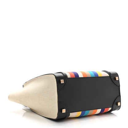 Celine Smooth Calfskin Striped Canvas Micro Luggage 4 of 15