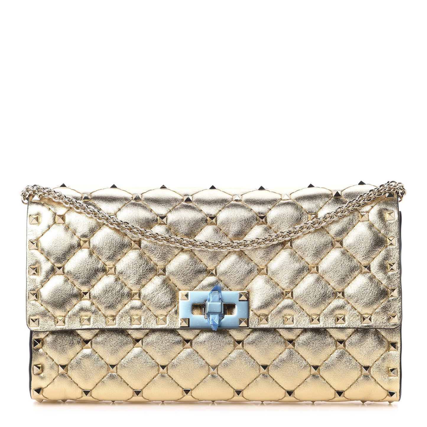 Metallic Nappa Rockstud Spike Wallet on Chain Mekong