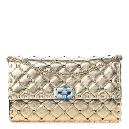 Valentino Garavani Metallic Nappa Rockstud Spike Wallet on Chain Mekong 1 of 10
