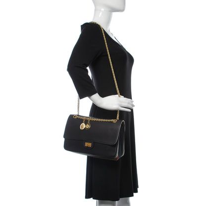 Chanel Calfskin Nude 2.55 Medals Reissue 226 Flap Black Grey Burgundy 2 of 10