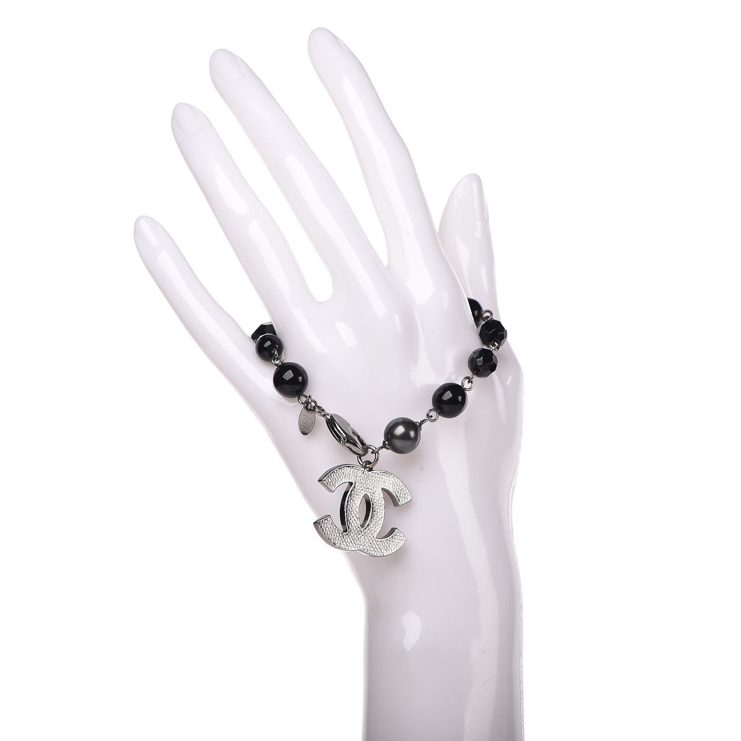 Ruthenium Bead CC Bracelet Black