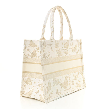 Christian Dior Canvas Embroidered Medium Butterfly Zodiac Book Tote Gold 3 of 11