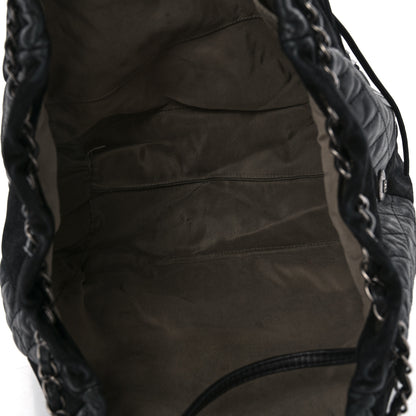 Chanel Goatskin Suede Calfskin Quilted Patchwork Drawstring Bag Black 5 of 14