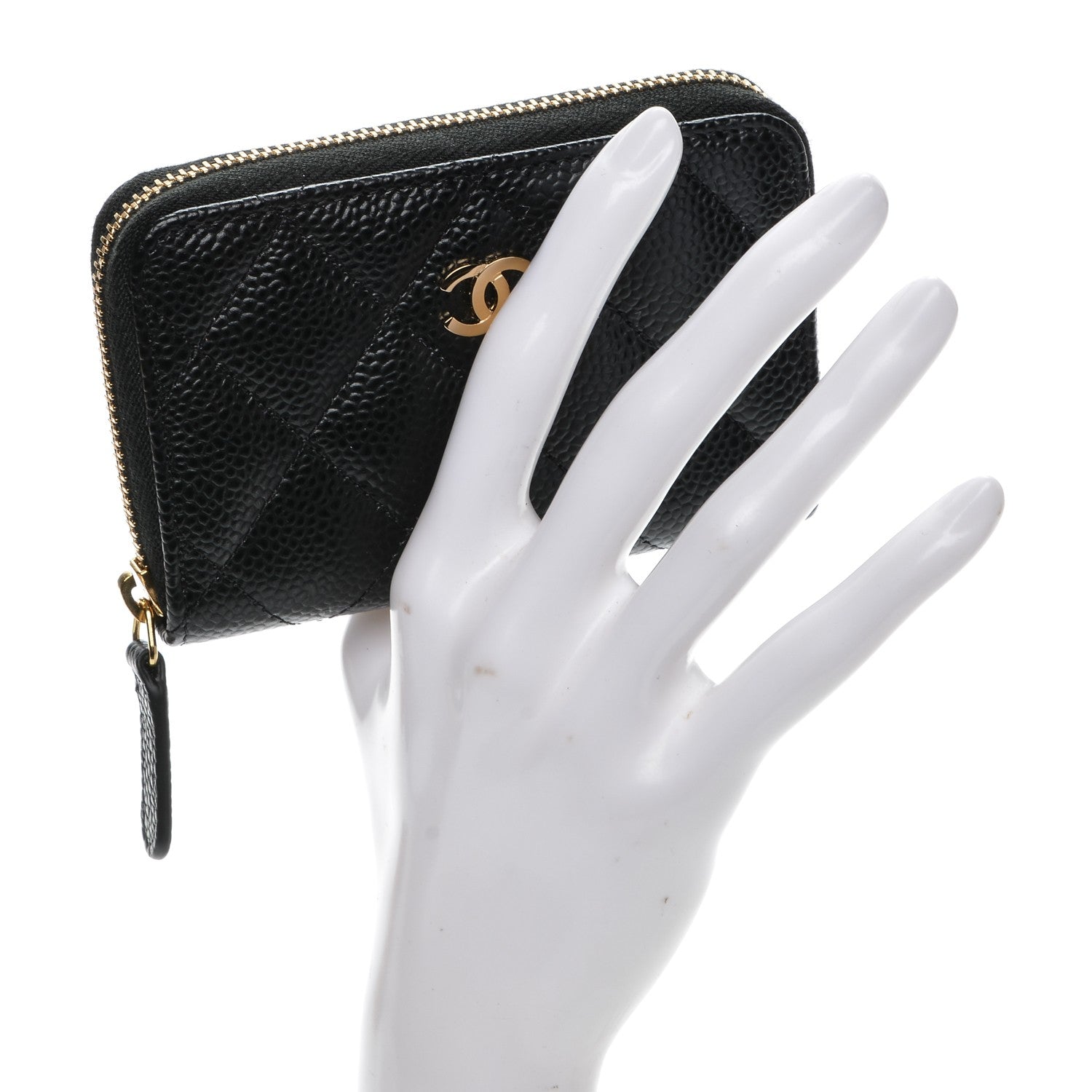 Chanel Caviar Quilted Zip Coin Purse Black 2 of 7