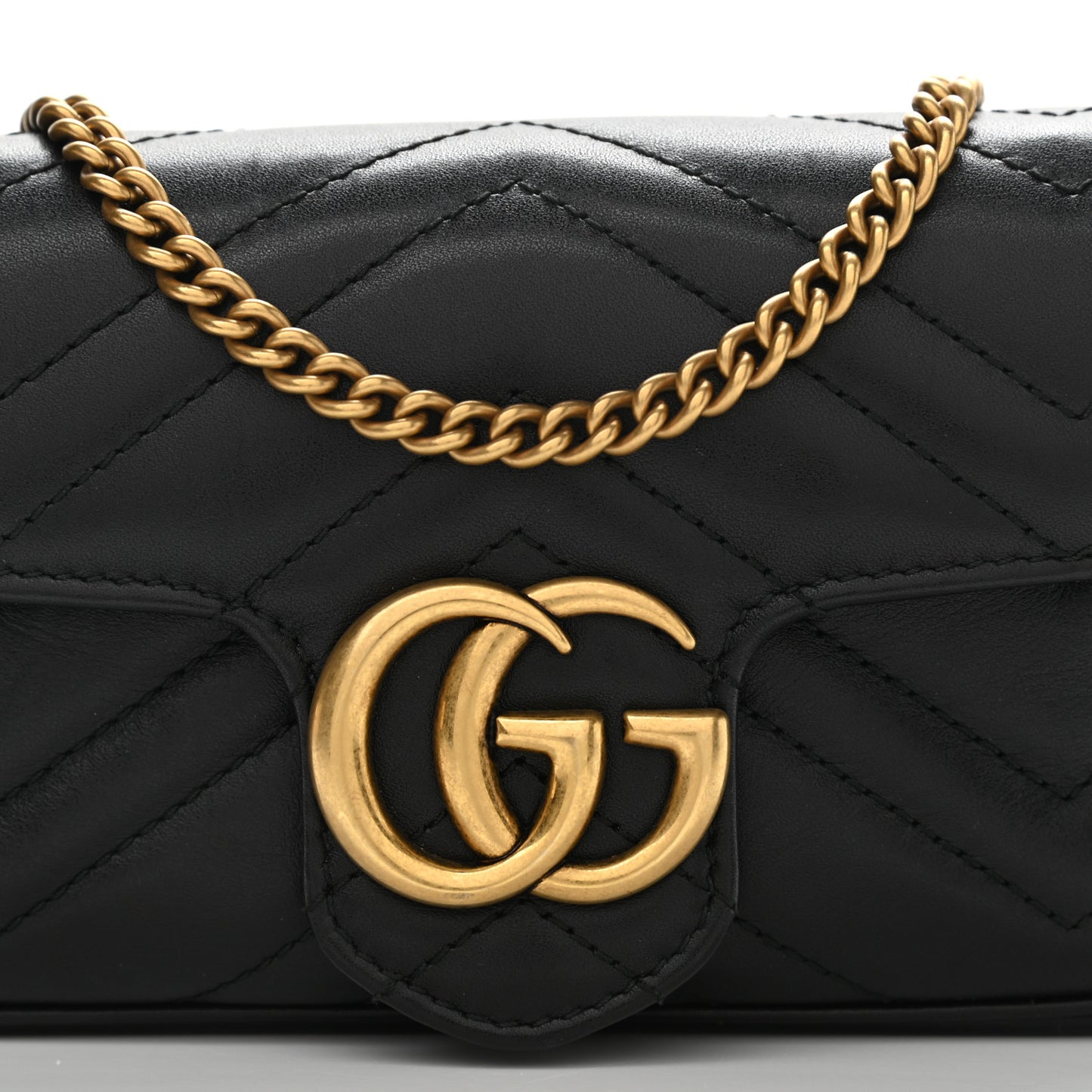 Calfskin Matelasse Super Mini GG Marmont Shoulder Bag Black
