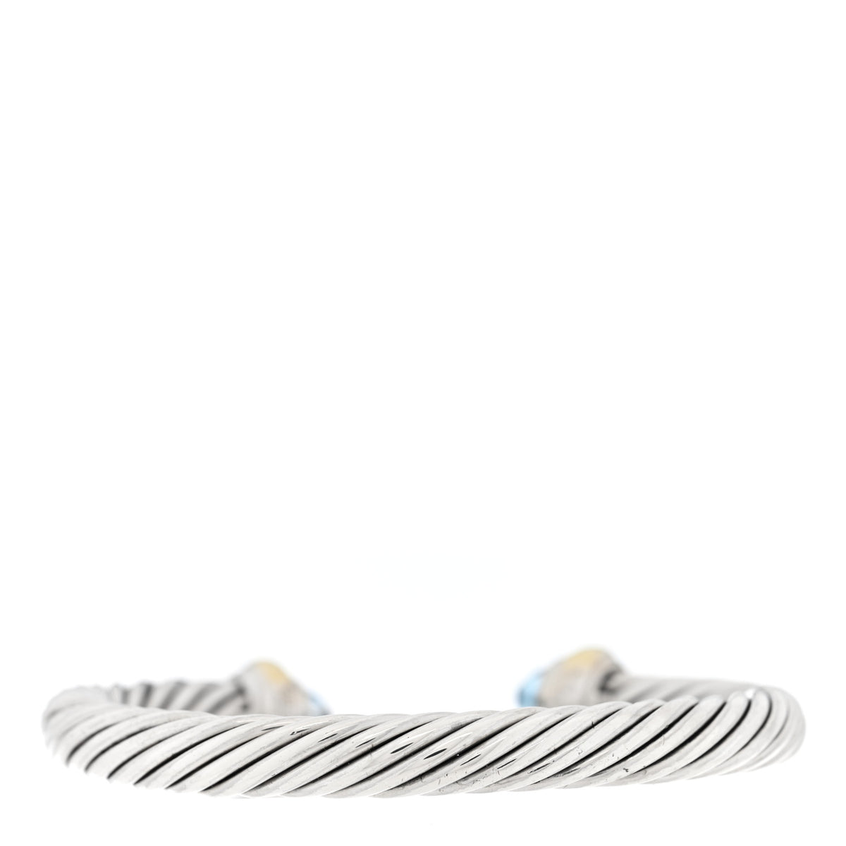 David Yurman Sterling Silver 14K Yellow Gold Blue Topaz 7mm Cable Classics Bracelet 2 of 3