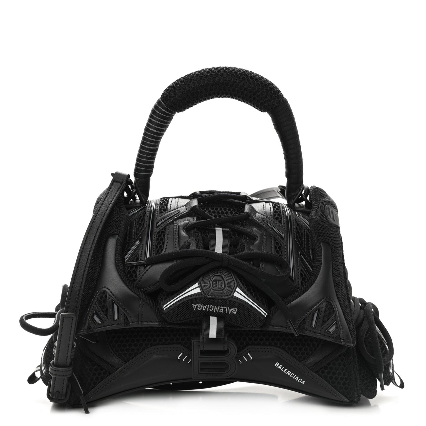 Faux Calfskin Fabric Small Sneakerhead Top Handle Bag Black