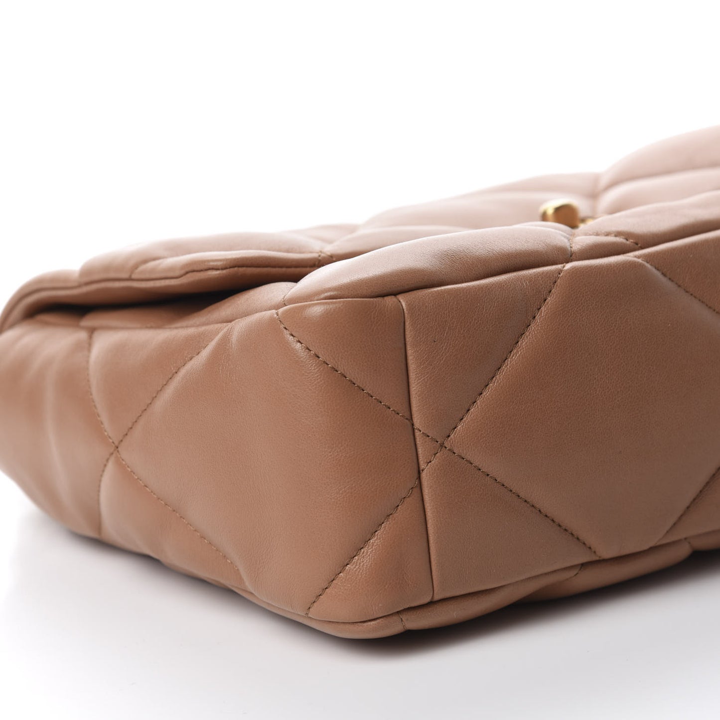 Lambskin Quilted Large 19 Flap Brown