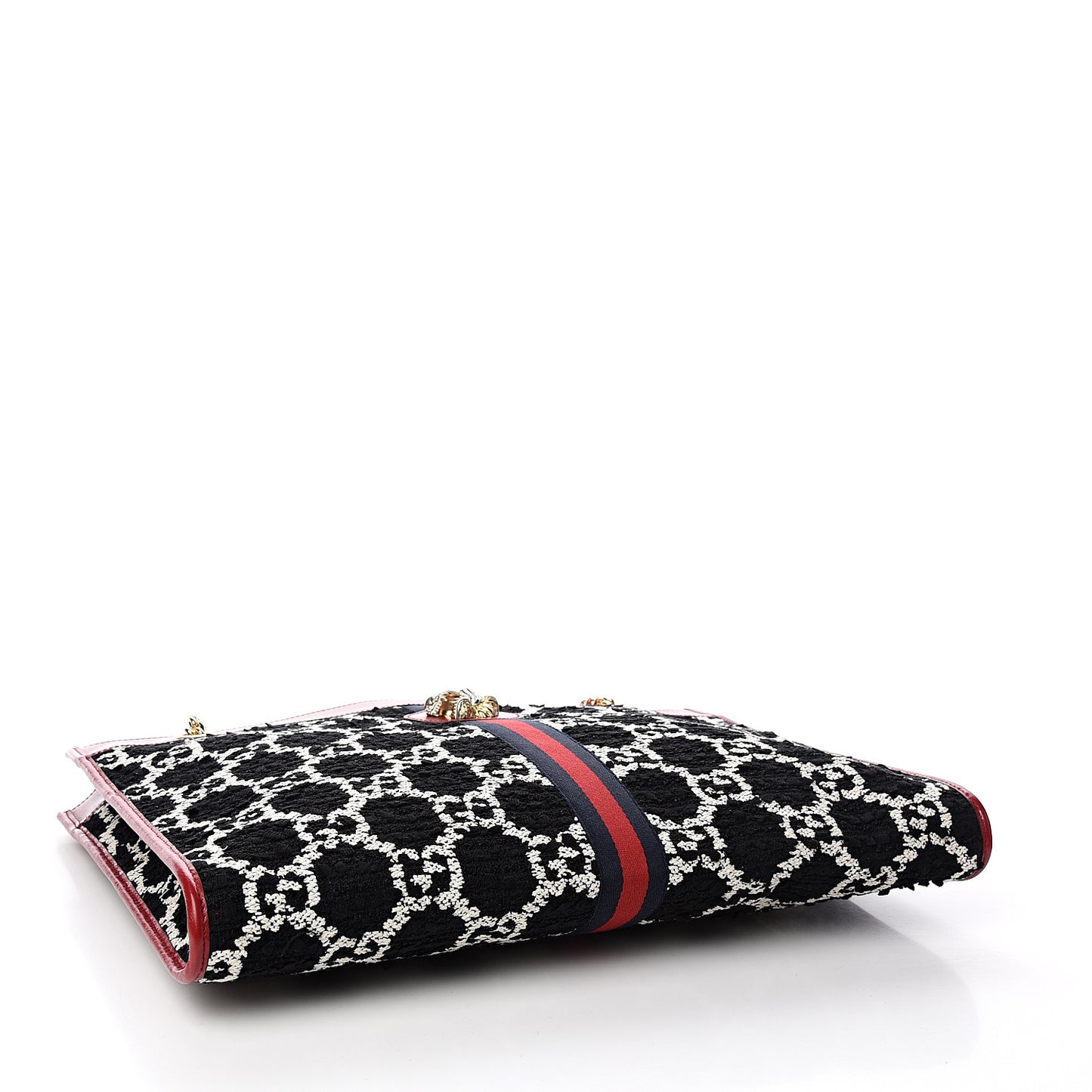 Tweed GG Monogram Large Rajah Chain Tote Romantic Cherry Black White