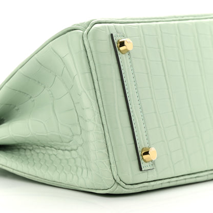 Hermes Matte Alligator Birkin 25 Vert D'eau 9 of 12