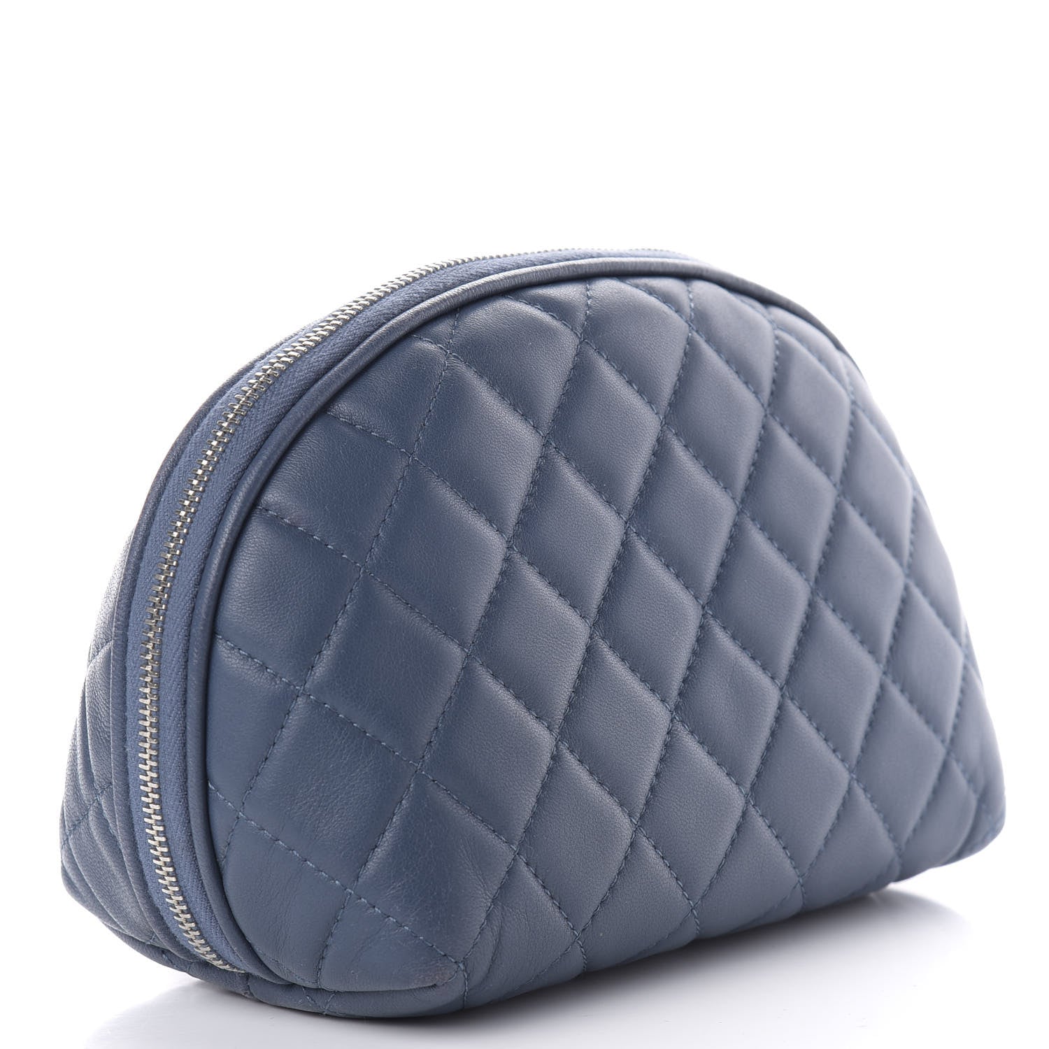 Chanel Lambskin Quilted Small Curvy Pouch Cosmetic Case Navy 3 of 9