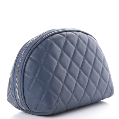 Chanel Lambskin Quilted Small Curvy Pouch Cosmetic Case Navy 3 of 9