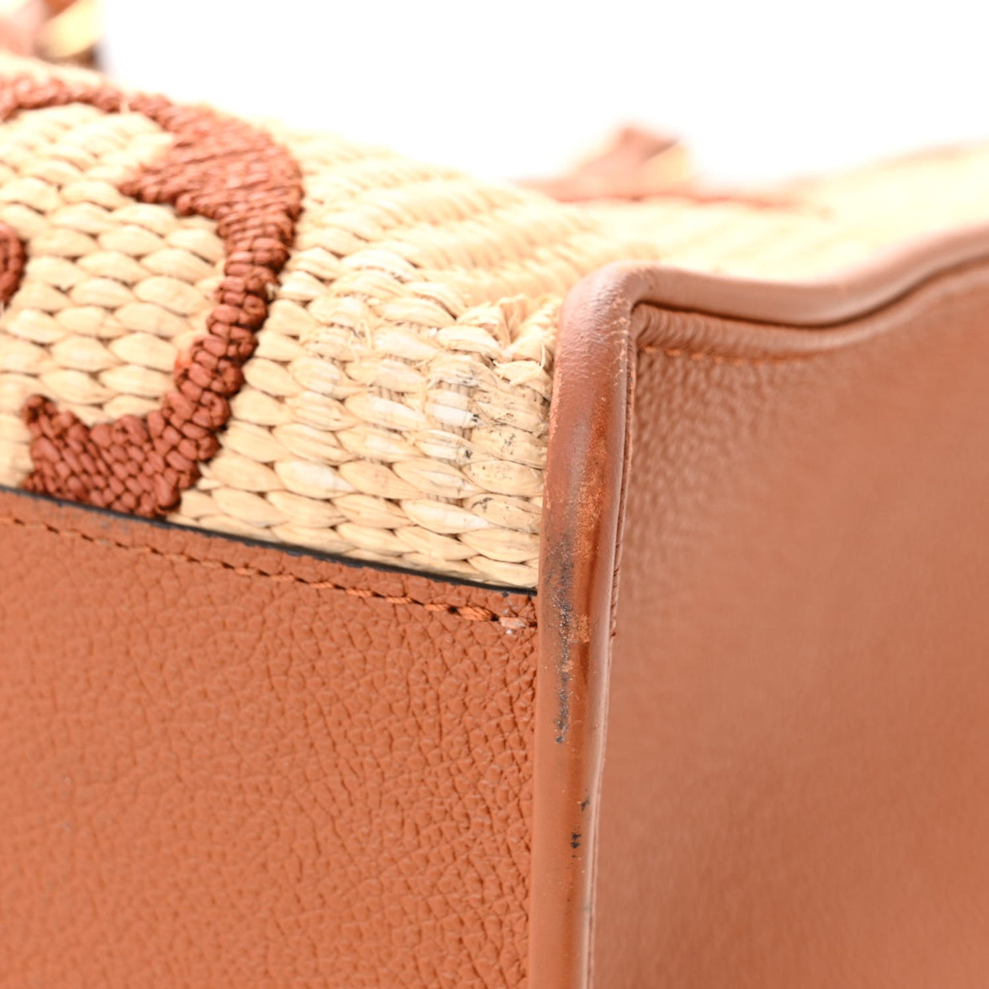 Raffia Calfskin Monogram Giant Onthego GM Tan