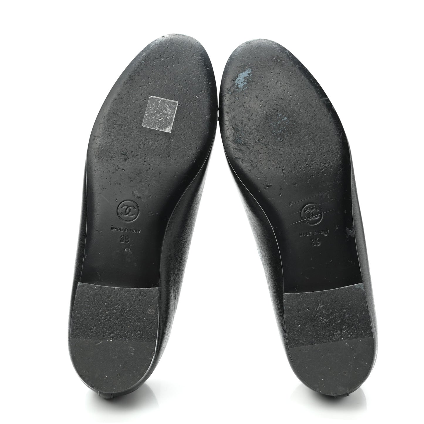 Lambskin Patent Cap Toe Ballerina Flats 39 Black