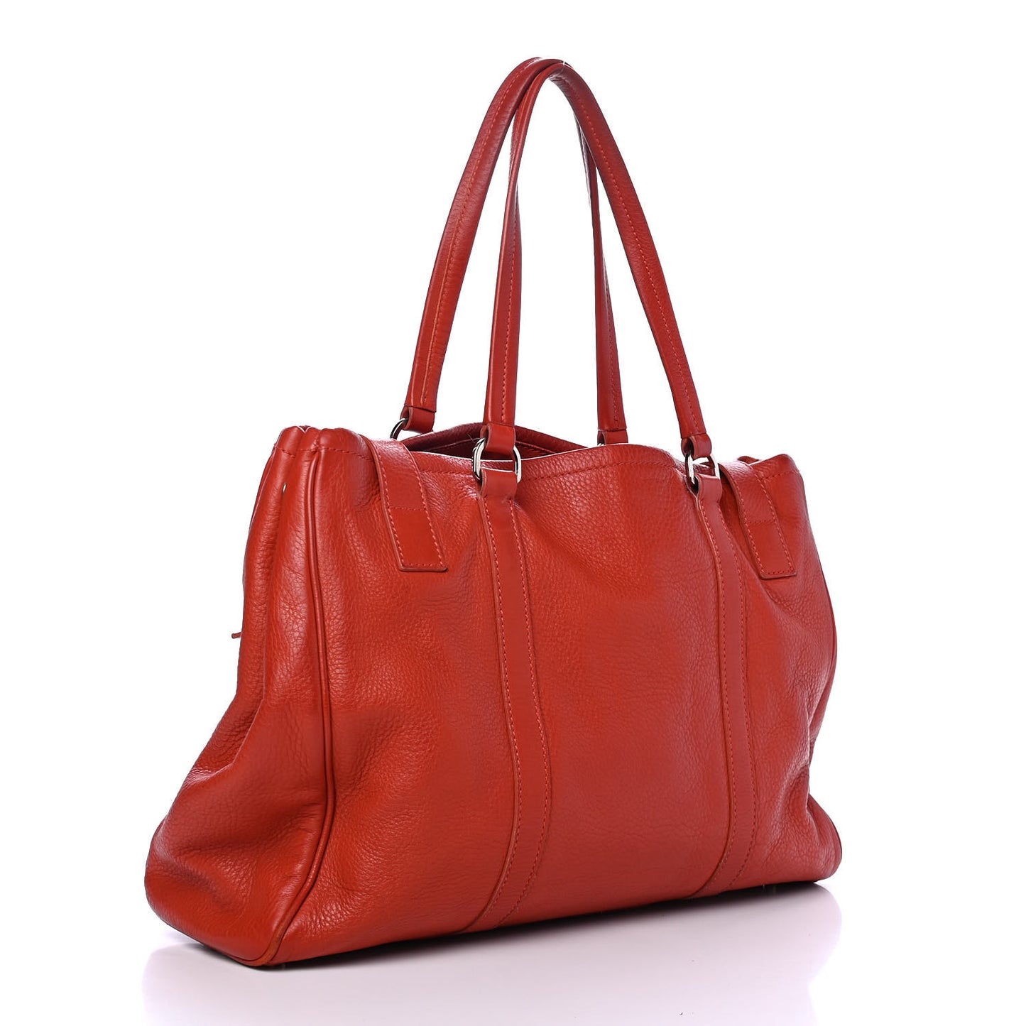 Vitello Daino Buckle Shoulder Bag Rosso