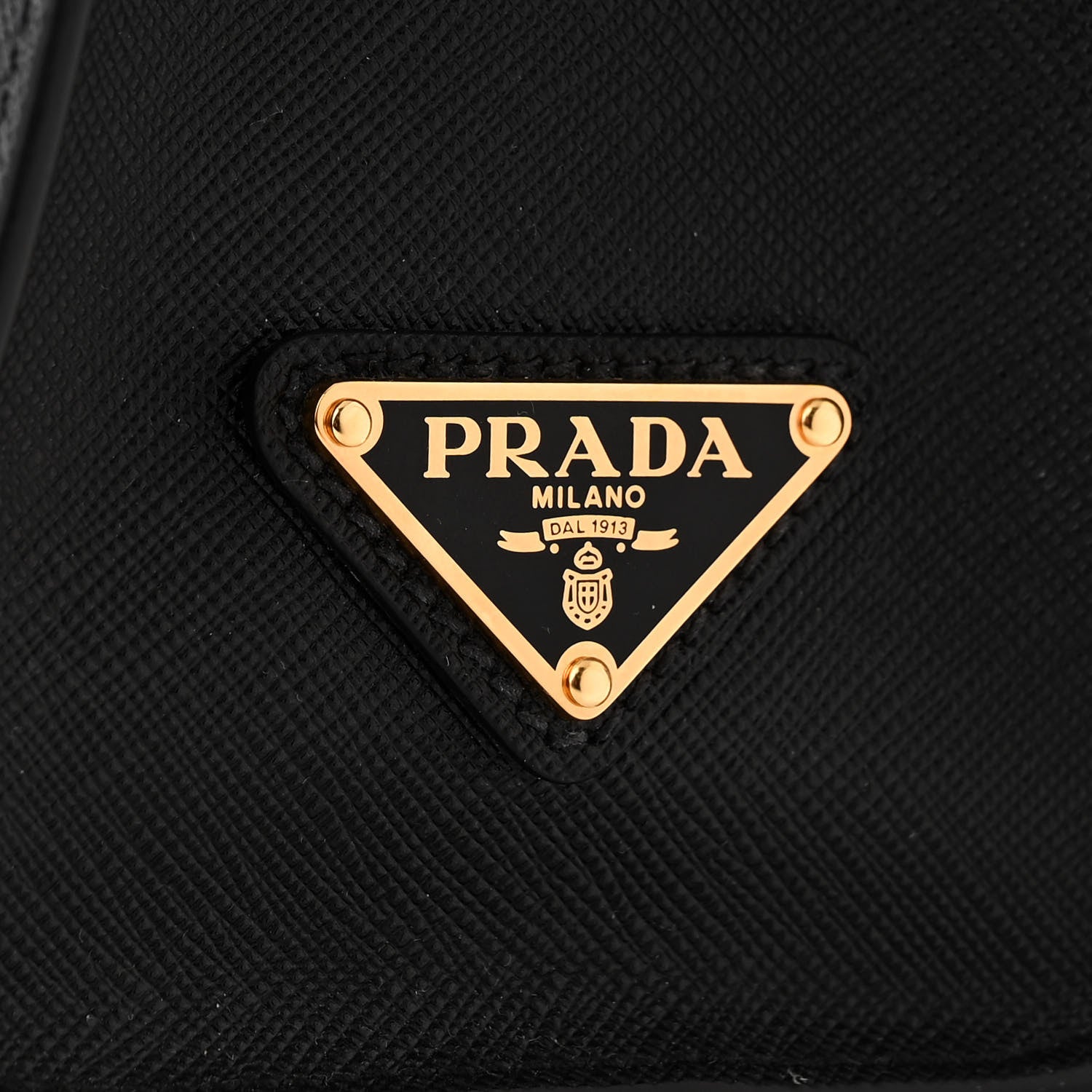 Prada Saffiano Lux Logo Embossed Medium Shoulder Tote Handbag Black 7 of 10